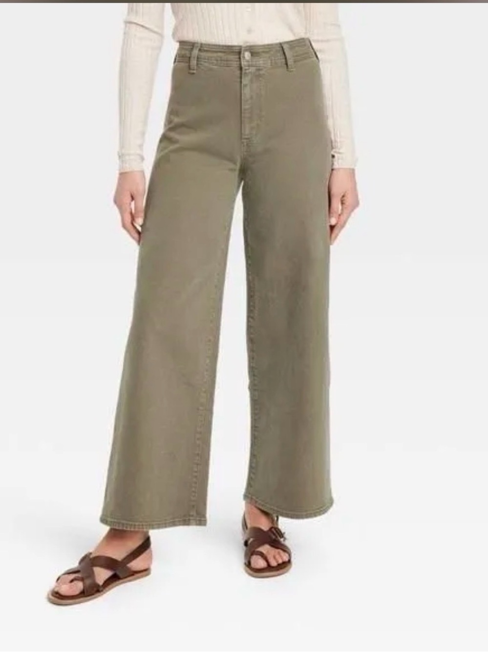 Universal Thread High-Rise Sailor Wide Leg Jeans 0R Olive Green NWT